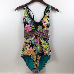 Trina Turk multi-color One piece Swim sz 10